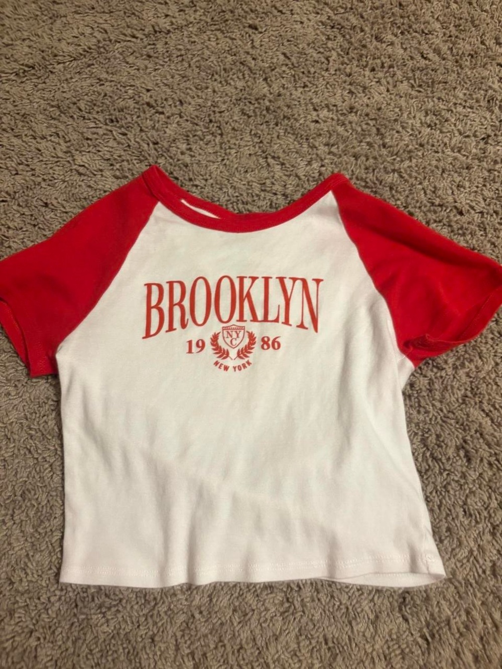 Brooklyn Raglan Short Sleeve Tee - White & Red
